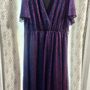 SHEIN Metallic Purple & Pink Wrap Maxi Dress